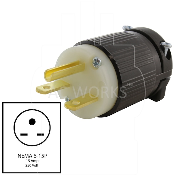 NEMA 6-15P 15A 250V Straight-blade Plug With UL, C-UL Approval